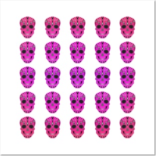 Repetition Pattern Pink Sugar Skulls Posters and Art